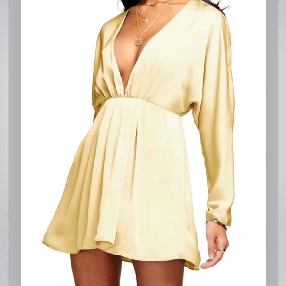 NWT Ramy Brook Tanya Dress mini dress, Size 2 and 4, pale yellow, satin